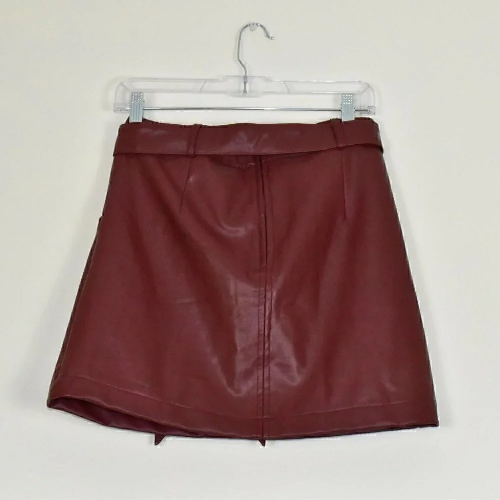 Abercrombie & Fitch Faux Leather Knee Length Brown Skirt Size S